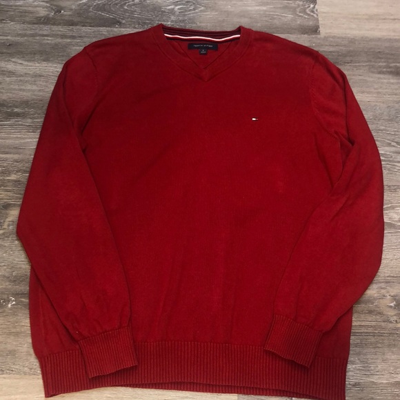 TOMMY HILFIGER MENS SZ. M RED‎ SWEATER - Picture 1 of 7